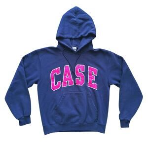 Vintage Champion "CASE" Western Reserve Hoodie Size Medium Navy 90s Collegiate